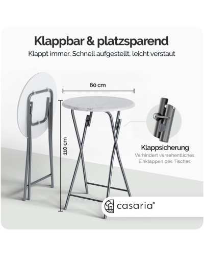 Design Stehtisch Marmor Optik Weiß 60 Zentimeter