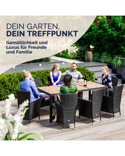 Gartenmöbel Set 9-tlg. Polyrattan Verona Akazie