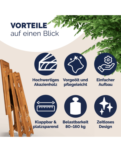 Folding Acacia Wood Bistro Set 3-Piece