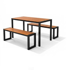 Bierzeltgarnitur Mallorca 3-tlg. Holzoptik Braun 118x58cm