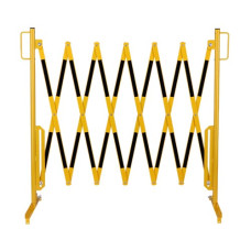 Scissor gate yellow-black, extendable steel scissors 3600 mm