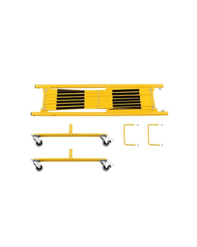 Scissor gate yellow-black with rollers, extendable steel scissors 3600 mm. Buy in the online store.