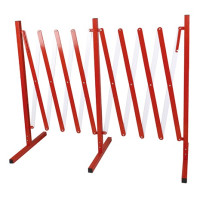 Barrier scissors red and white made of powder-coated steel, height approx. 1 m, width approx. 4 m