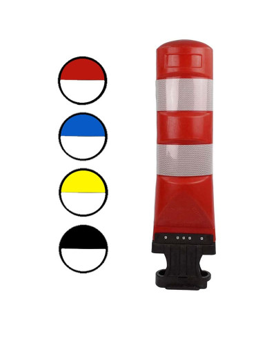 Leitboy Bollard L120 in red with reflective stripes, self-erecting  - HORIZONT