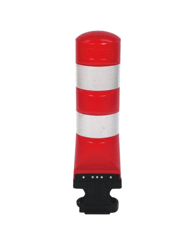 Leitboy Bollard L120 in red with reflective stripes, self-erecting  - HORIZONT