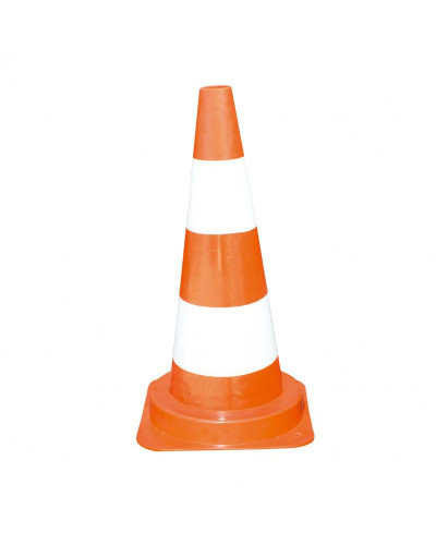Traffic cone red daylight/white, soft PVC, 75 cm, 3.1 kg. SET of 10 pieces  - INCAPCORP