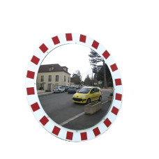 Traffic mirror red-white 600mm stainless steel