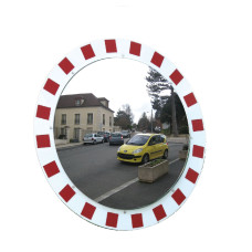 Traffic mirror red-white 800mm stainless steel