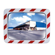 Traffic mirror red-white 400x600mm stainless steel