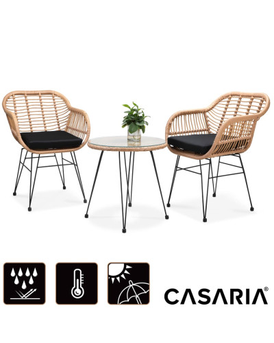 Polyrattan Garden Set Bali 3-Piece Natural
