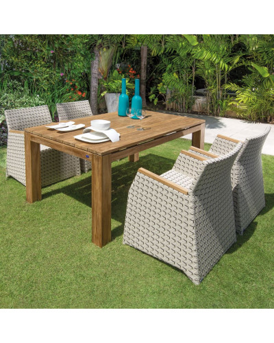 Gartenstühle Verona Tangram Polyrattan Teak