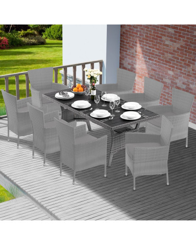 Brown Polyrattan Garden Table 190 by 90 Centimetres