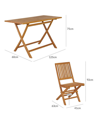 Gartenmöbel Set 5-tlg. Teakholz Massivholz Essgruppe