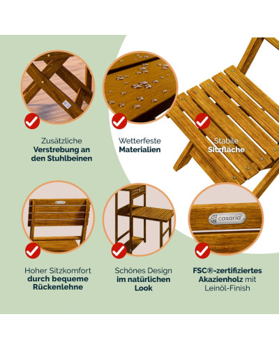 FSC Akazienholz Balkonset mit Regal 3-tlg