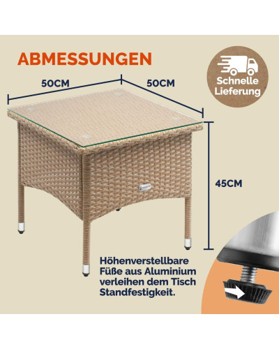 Beistelltisch Eckig Aluminium Grau-Beige 50 Zentimeter