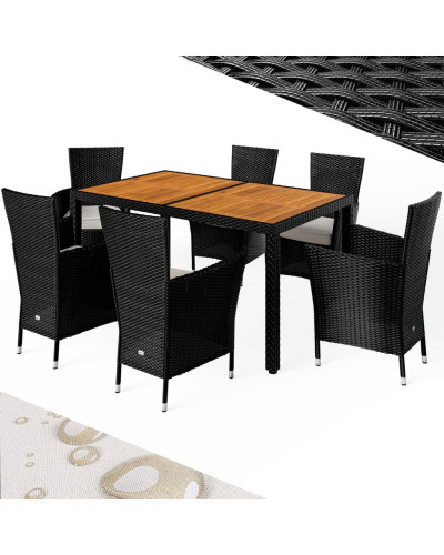 Gartenmöbel Set 7-tlg. Polyrattan Korfu Akazie