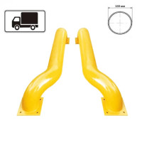 Truck entry aid made of Ø152.4 mm round tube, impact protection beam for dowelling, yellow 