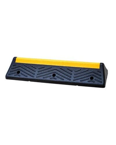 Wheel stop for trucks, black-yellow. Buy in the online store.