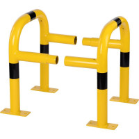 Protective bracket for columns made of steel tube Ø 60 mm, stationary, for dowel fastening, yellow-black 