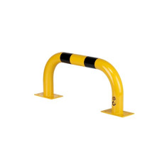Steel hoop protection guard D 76 mm H 350 x W 750 mm, yellow-black, indoor use, TEUV-tested