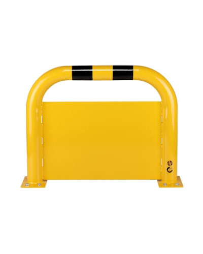 Steel hoop protection guard with underride guard, D 76 mm H 600  x W 790 for dowelling, Yellow-Black, indoor use  - INCAPCORP. Buy in the online store.
