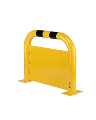 Steel hoop protection guard with underride guard, D 76 mm H 600  x W 790 for dowelling, Yellow-Black, indoor use  - INCAPCORP. Buy in the online store.