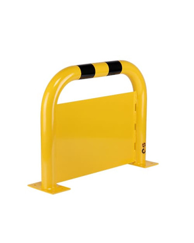 Steel hoop protection guard with underride guard, D 76 mm H 600  x W 790 for dowelling, Yellow-Black, indoor use  - INCAPCORP. Buy in the online store.
