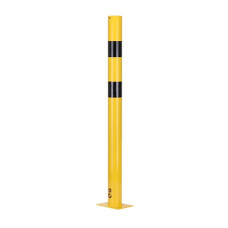 Crash Protection Bollard D 89 mm H 1200 mm, for bolting, yellow/black. TÜV-certified