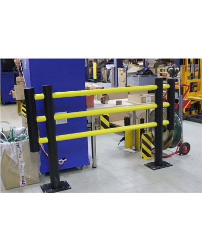 Foxtrot Fixed Unit Machine Guard, 2 m Wide, yellow-black, for Dowelling - INCAPCORP. Buy in the online store.