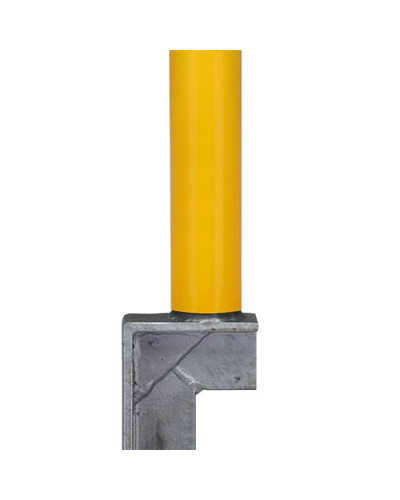 Barrier post 60 mm diameter, round, yellow-black, with ground sleeve, with eyelets for barrier chains. Buy in the online store.