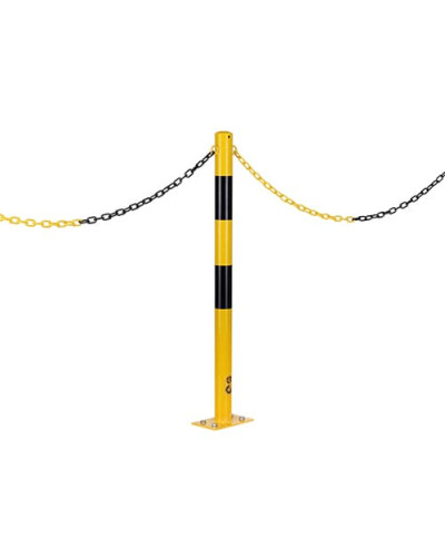 Bollard, diameter 60 mm, round, yellow-black, with eyelets. Buy in the online store.