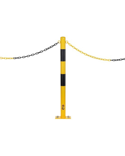 Bollard, diameter 60 mm, round, yellow-black, with eyelets. Buy in the online store.