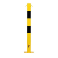 Bollard 70x70 mm, square, yellow-black, with eyelets, for bolting on