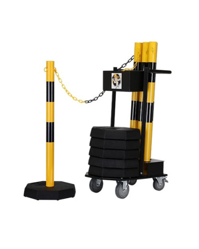 Storage and transport rack with chain post set yellow. Buy in the online store.