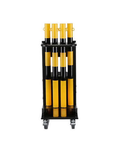 Storage and transport rack with chain post set yellow. Buy in the online store.
