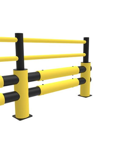 Traffic barrier 2-row Lima traffic barrier beam set: 2 poles D 63 mm L 1510 mm and 2 tubes D 160 mm L 930 mm, yellow - INCAPCORP. Buy in the online store.
