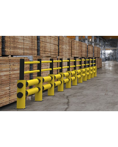 Traffic barrier 2-row Lima traffic barrier beam set: 2 poles D 63 mm L 1510 mm and 2 tubes D 160 mm L 930 mm, yellow - INCAPCORP. Buy in the online store.