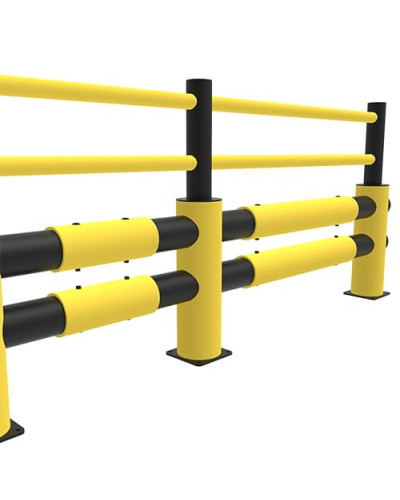 Traffic barrier 2-row Lima traffic barrier with modular center post, yellow-black - INCAPCORP. Buy in the online store.
