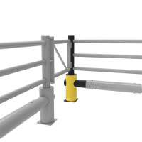 ECHO left corner post traffic barrier for Juliet swing gate, yellow-black