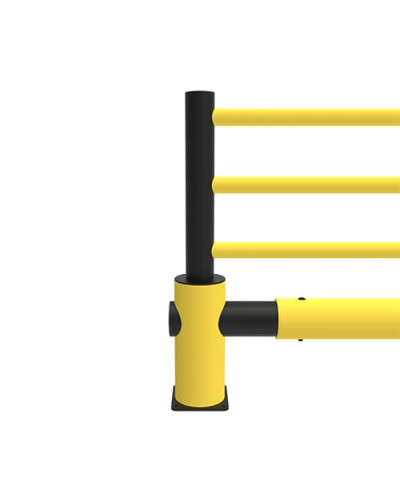 Traffic barrier end post with safety railing, yellow-black, for bolting on - INCAPCORP. Buy in the online store.
