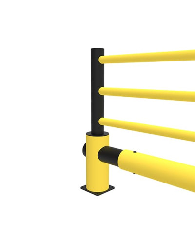 Traffic barrier end post with safety railing, yellow-black, for bolting on - INCAPCORP. Buy in the online store.