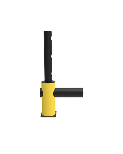 Traffic barrier end post with safety railing, yellow-black, for bolting on - INCAPCORP. Buy in the online store.