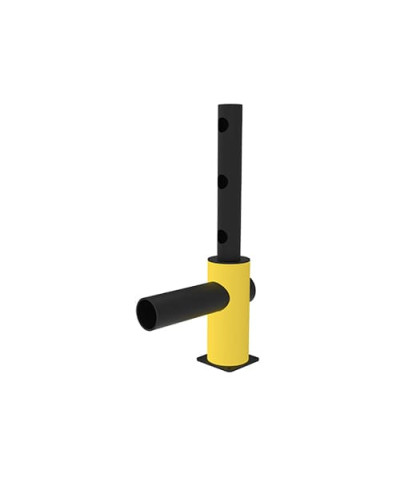 Traffic barrier end post with safety railing, yellow-black, for bolting on - INCAPCORP. Buy in the online store.