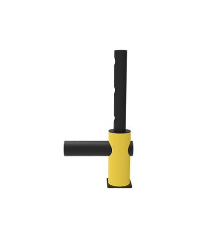 Traffic barrier end post with safety railing, yellow-black, for bolting on - INCAPCORP. Buy in the online store.