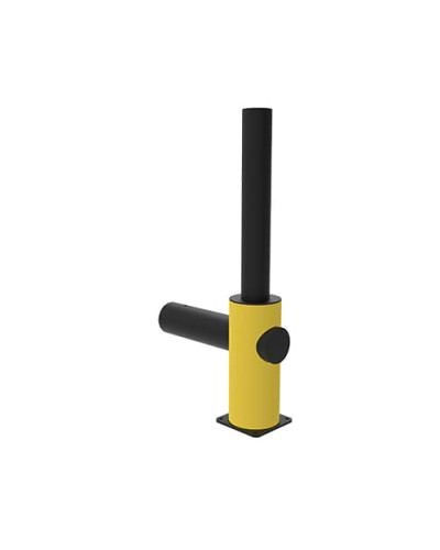 Traffic barrier end post with safety railing, yellow-black, for bolting on - INCAPCORP. Buy in the online store.