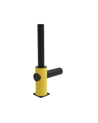 Traffic barrier end post with safety railing, yellow-black, for bolting on - INCAPCORP. Buy in the online store.