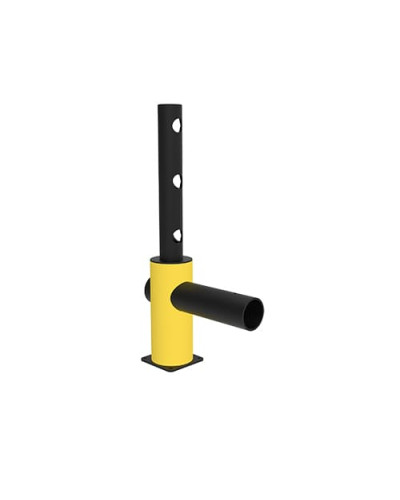 Traffic barrier corner post right with safety railing, yellow-black, for bolting on - INCAPCORP. Buy in the online store.