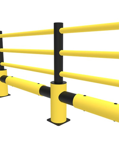 Extension set: Traffic barrier centre post & safety railing, yellow-black, for bolting on - INCAPCORP. Buy in the online store.