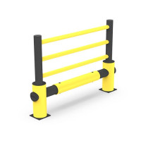 Initial set: traffic barrier 2 end posts + safety railing, yellow-black