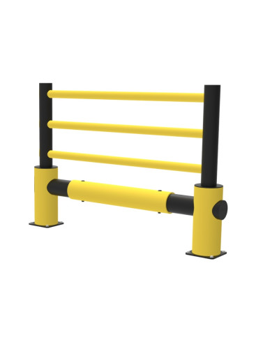 Initial set: traffic barrier 2 end posts + safety railing, yellow-black, for bolting on - INCAPCORP. Buy in the online store.